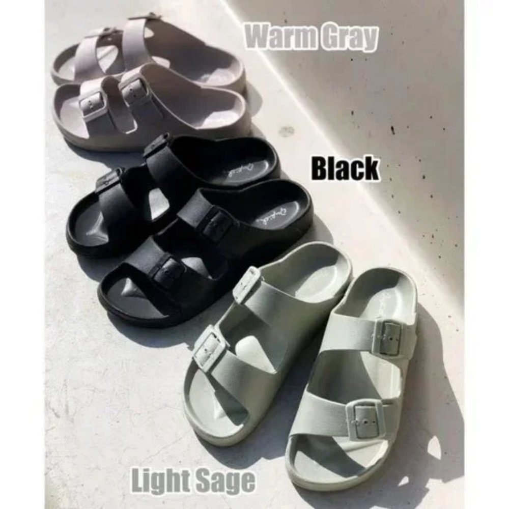 NEW Adjustable Double Buckled Straps Comfy Slip On Slides Slippers Sandals White - Picture 12 of 12